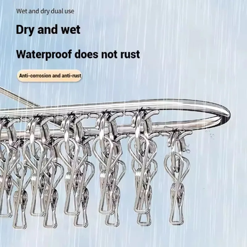 20 أوتاد الفولاذ المقاوم للصدأ الملابس تجفيف شماعات يندبروف رف الملابس مقاطع جورب الغسيل Airer شماعات حامل الملابس الداخلية