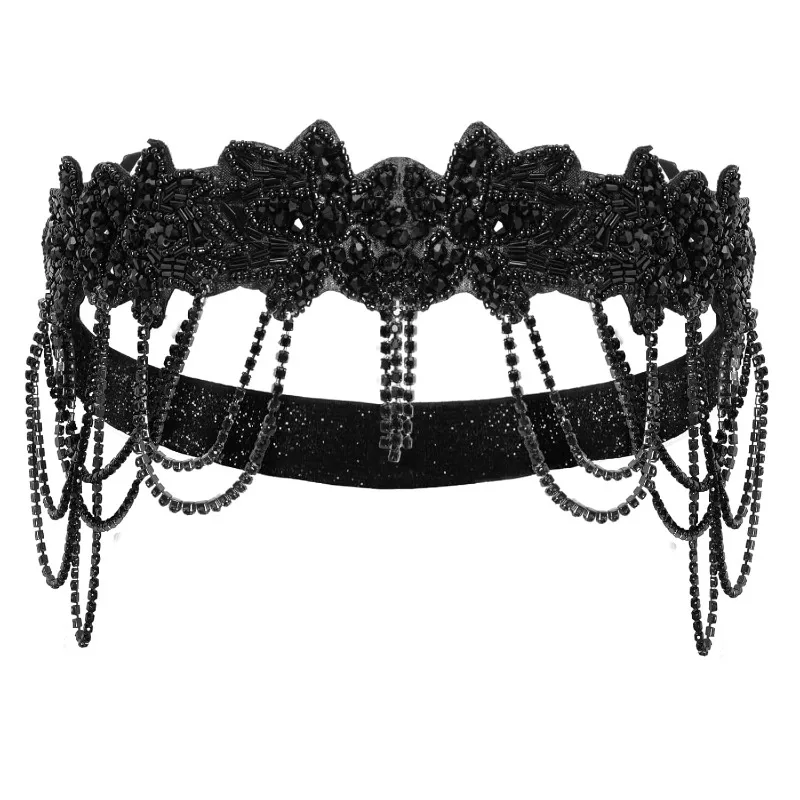 1920s الزعنفة غاتسبي العظيم اكسسوارات خوذة طافوا 20s عقال قفازات طويلة للنساء #6