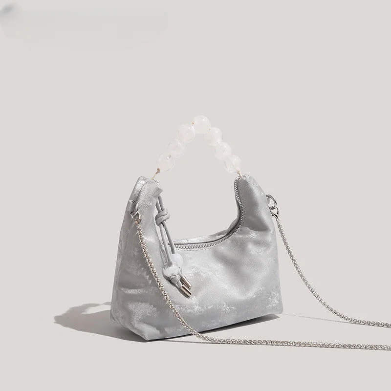 Chinese beaded portable bucket bag 2024 new versatile fashion chain shoulder messenger bag