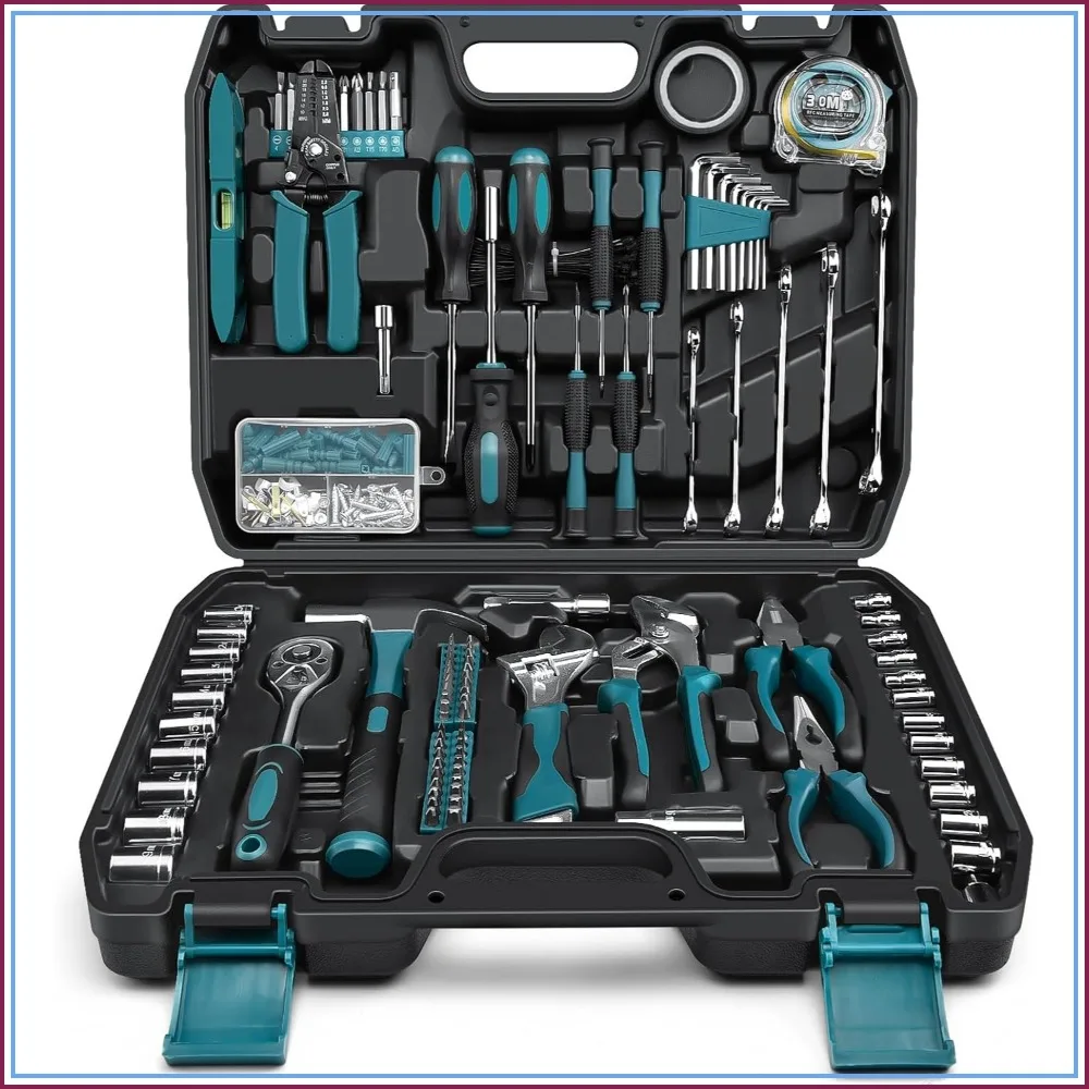 

281-PC Home Tool Kit: Portable Complete Basic Repair Set with Socket Wrench, Screwdriver, Hex Key, Pliers, Tool Box