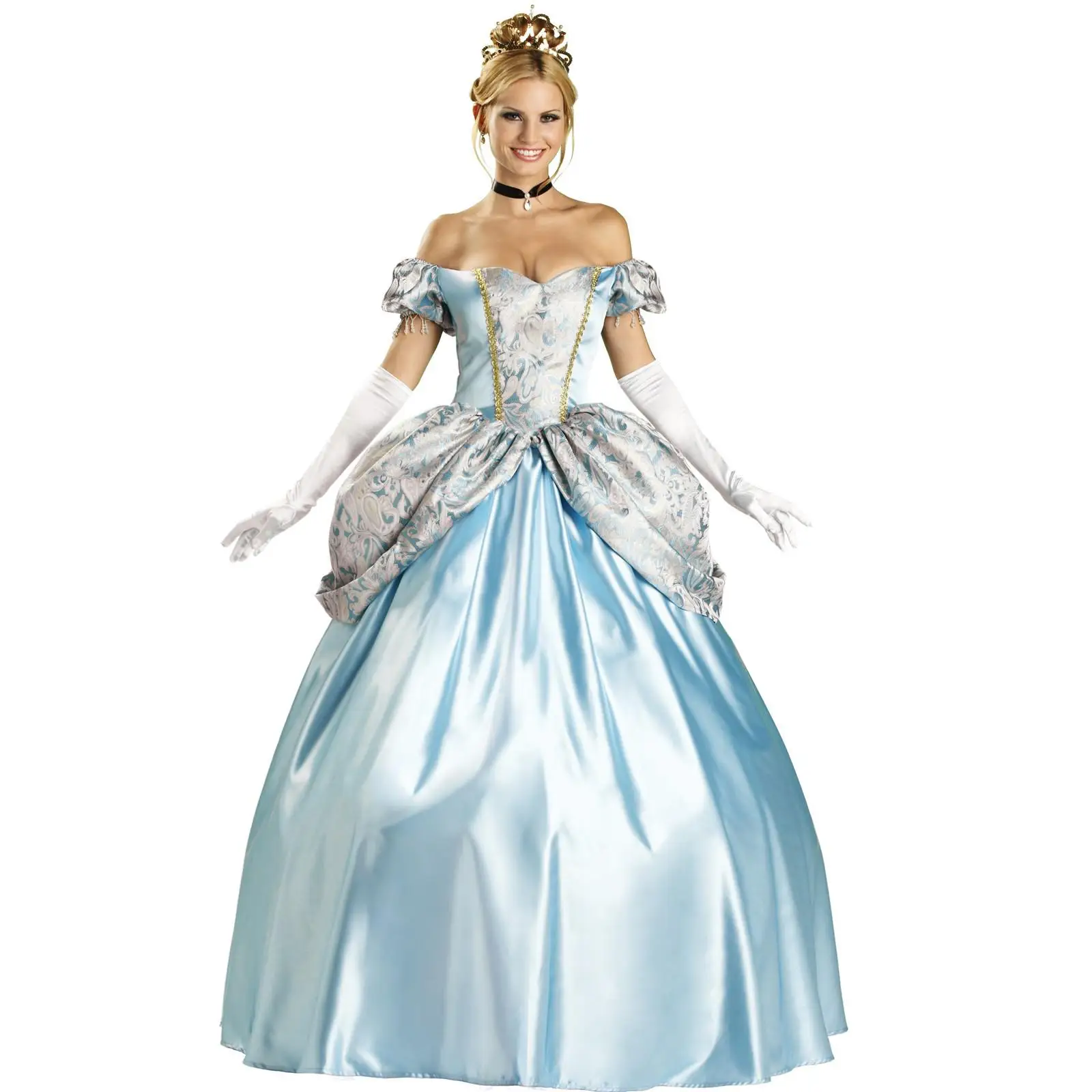 Halloween Court Costume Blue Princess Dress Cinderella Fairy Tale Long Skirt plus Size Women's Traditional Chinese Ethnic Wear
