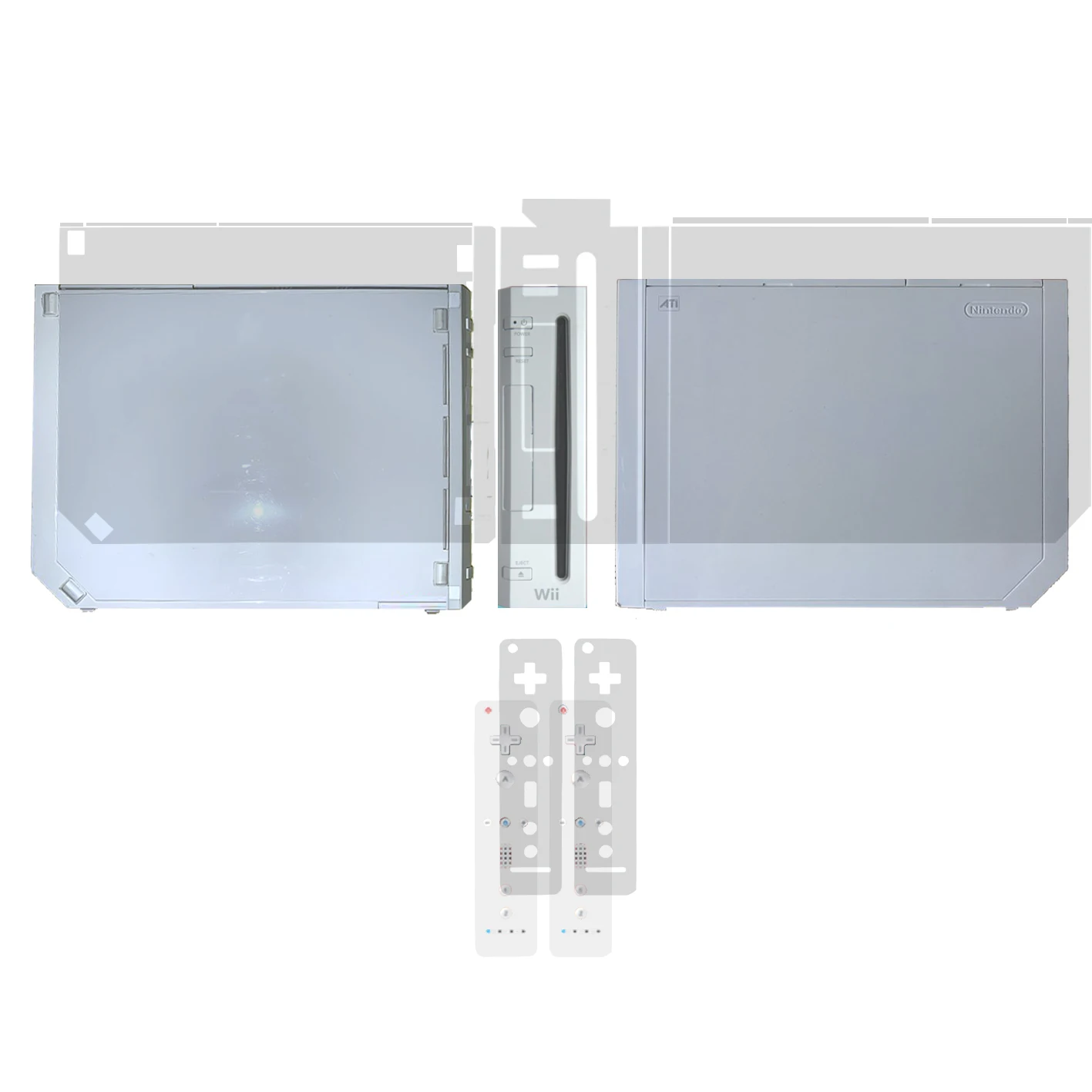 Transparent Clear Vinyl Skin Sticker Protector for Nintendo Wii and controller skins Stickers