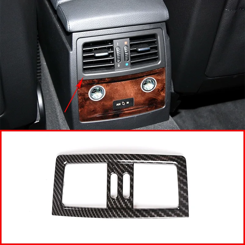 Carbon Fiber Interior Accessory ABS Rear Row Air Conditioning Outlet Trim Sticker For BMW 5 Series 2004-2010