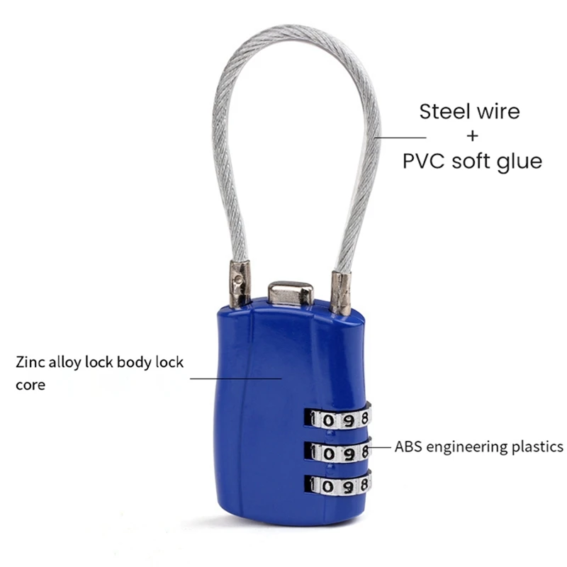 3 Digit Customs Code Lock Portable Combination Locks Contrast Color Anti-Theft Padlock Luggage Password Lock Password Padlock
