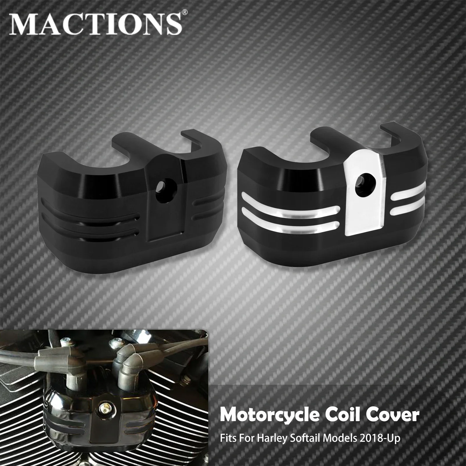 

Motorcycle Black Ignition Coil Cover Trim For Harley Softail Street Bob Breakout Fat Boy 114 FLFBS Low Rider Deluxe FXBB 2018-Up