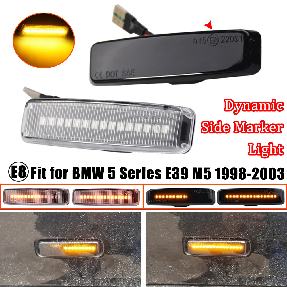 LED Dynamisches Blinklicht Seitenmarkierungsleuchte Kotflügel Sequenzielle Lampe Blinker Anzeigeleuchte Abdeckung für BMW 5er Serie E39 1995-2003 M5 – Detail 7
