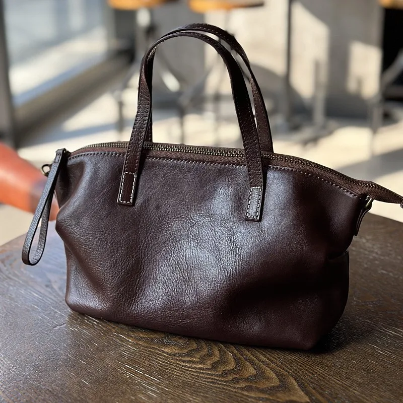 

2026 New Simple Casual Versatile Women Handbag Genuine Leather Solid Color Natural Soft Cowhide Shoulder Bags