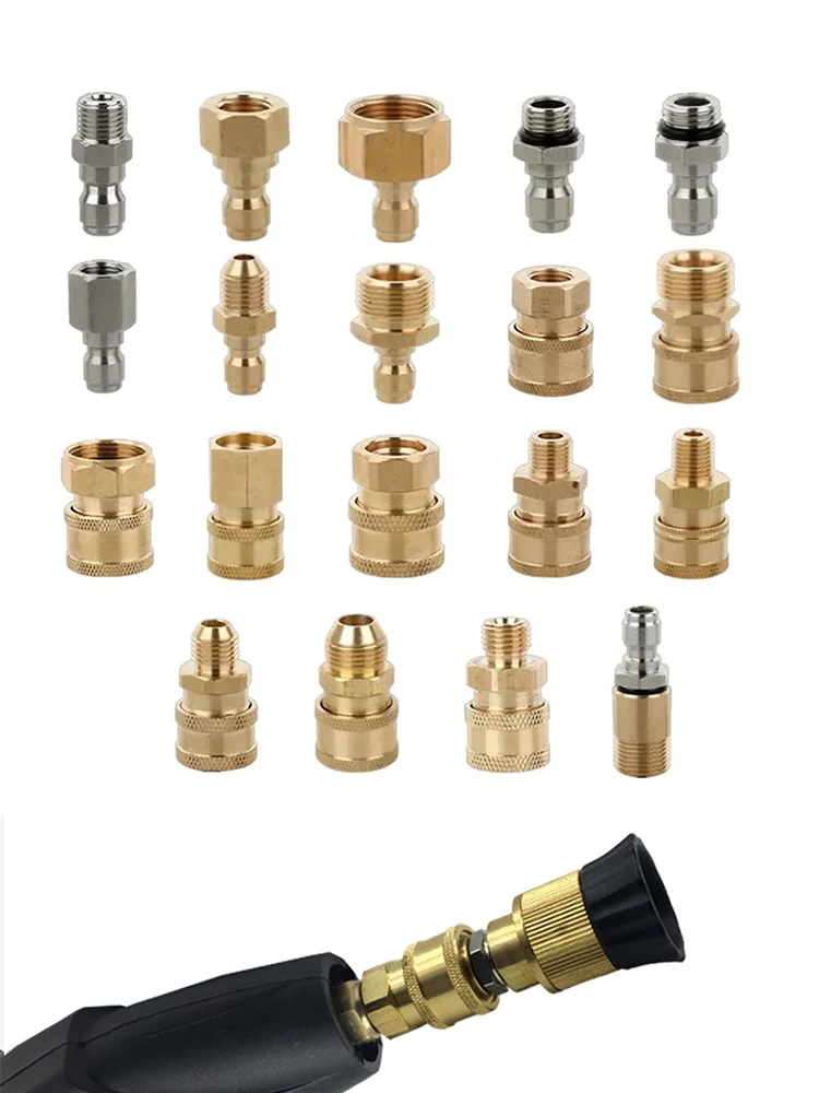 High Pressure Washer Connector 1/4 Inch Quick Release Connector Coupler Fitting For Garden Hoses Car Washer Lance Connector G1/4