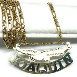 Zciti personalized eagle nameplate necklace with name, 18k gold plated pendant for women, personalized exquisite gift