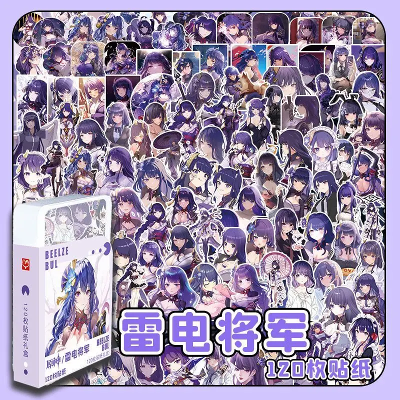 120 PCS Anime Genshin Impact Cute Stickers XIAO HUTAO VENTI Figure Label Sticker For Cup Phone Laptop Guitar Luggage Decoration