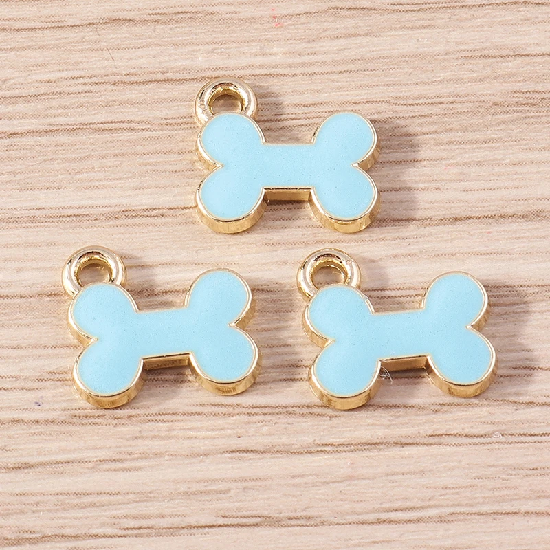10 Stück 12x11mm Cartoon Emaille Hundeknochen Charms Anhänger für Schmuckherstellung Tropfen Ohrringe Halskette Armbänder DIY Bastelzubehör – Detail 3