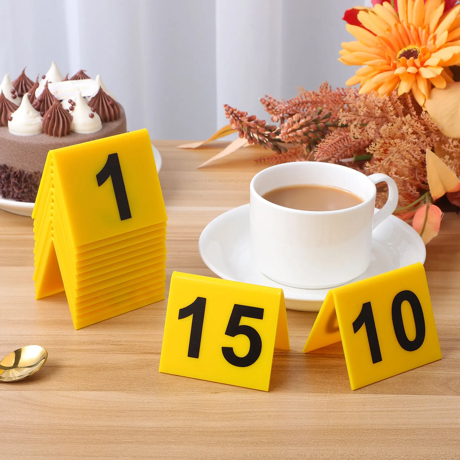 

15Pcs Table Number Marker Stable Triangular Plastic Evidence Marker Multi-Function Desk Signs Restaurant Banquets Game