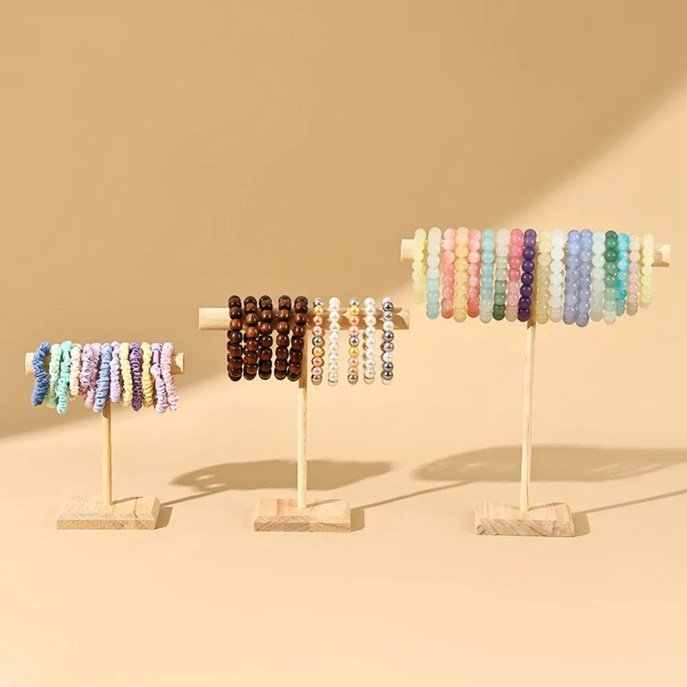 حامل عرض مجوهرات من الخشب الصلب ، تخزين سوار على شكل حرف T ، رف قلادة ، سطح طاولة منزلي ، رباط شعر