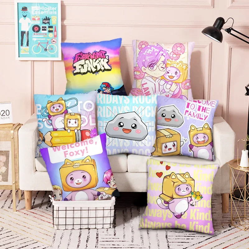 45CM Lankybox Boxy Foxy Rocky Pillowcases Cartoon Robot Balloons Home Decor Pillow Case Room Sofa Car Cushion Cover Dropshipping