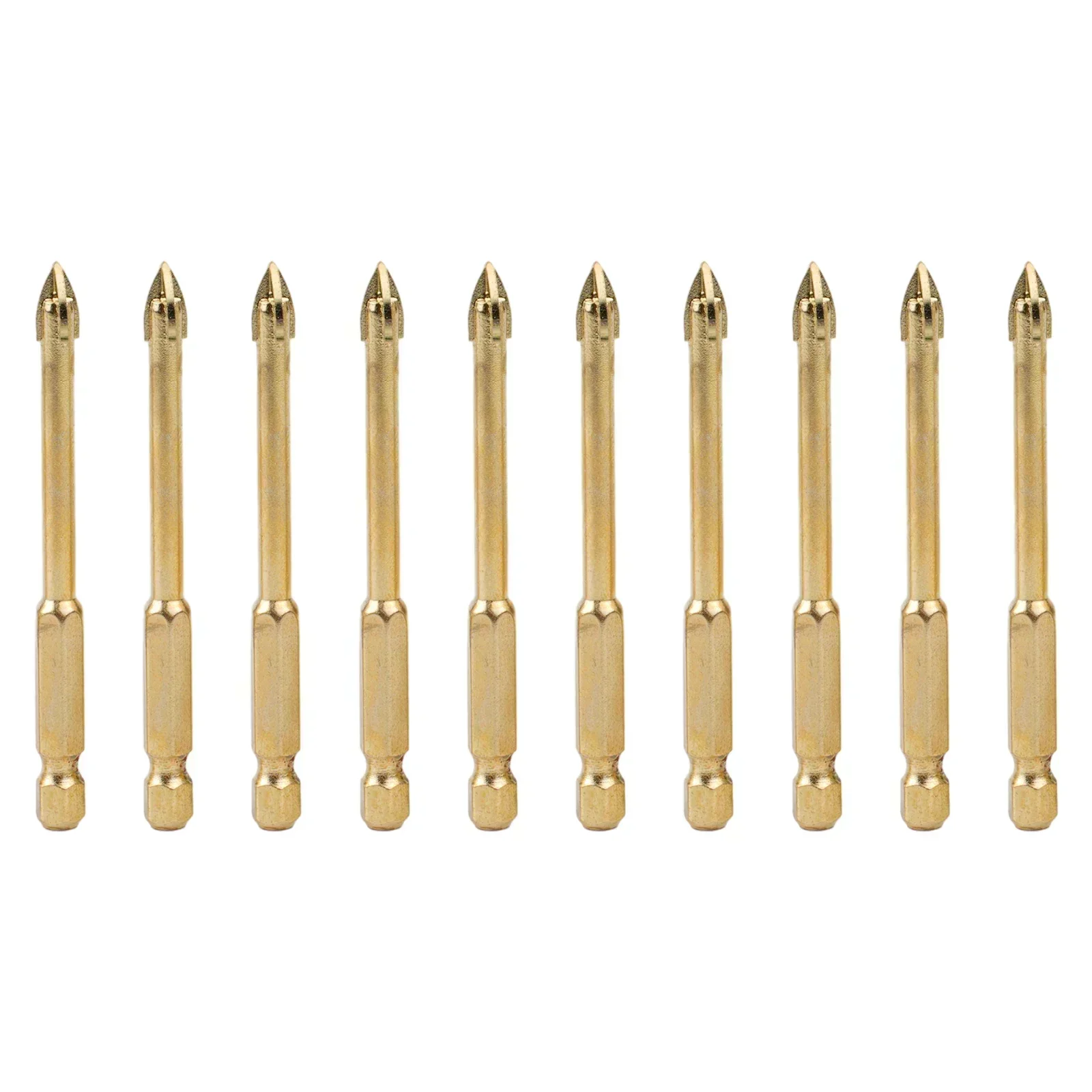 10 adet 6mm Titanyum Matkap Uçları Seti Çapraz Mızrak Kafası Matkap Ucu Hex Shank Kiremit Porselen Mermer Seramik Cam Tuğla Delme Araçları