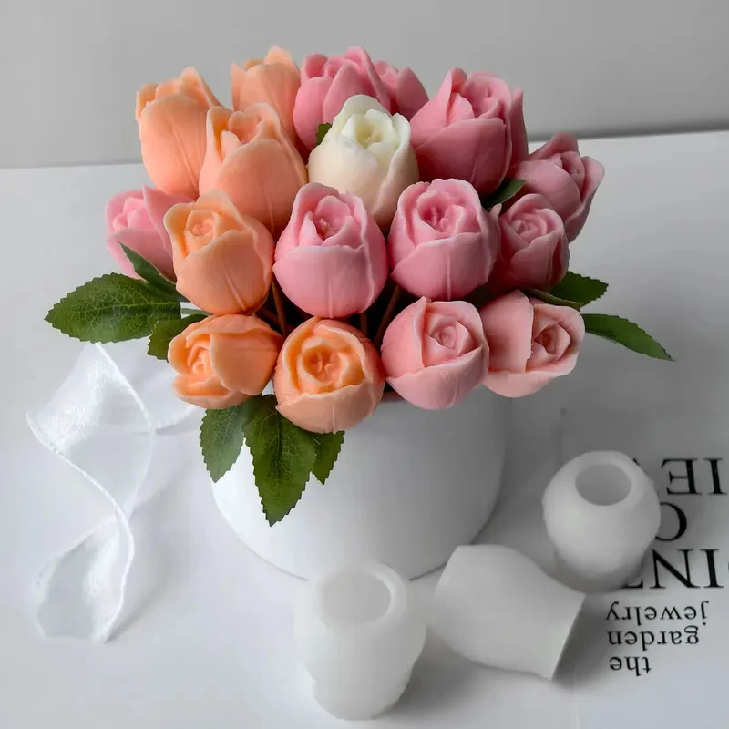 2026 New Tulip Aroma Candle Silicone Mold DIY Flowers Resin Gypsum Form Decoration Mould Handmade Soap Candle Making Supplies