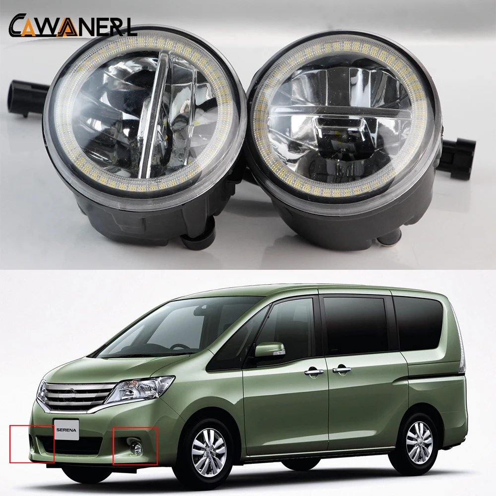 2 X Car LED Angel Eye Fog Light Daytime Running Lamp DRL 30W H11 Styling For Nissan Serena Highway Star C26 2010-2019