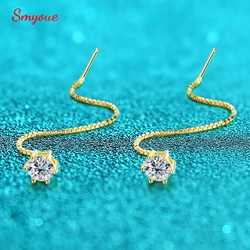 Smyoue Each 0.5/1CT Tassel Moissanite Drop Earrings for Women 925 Sterling Silver Plated 18k Gold Jewelry Sparkling Earring