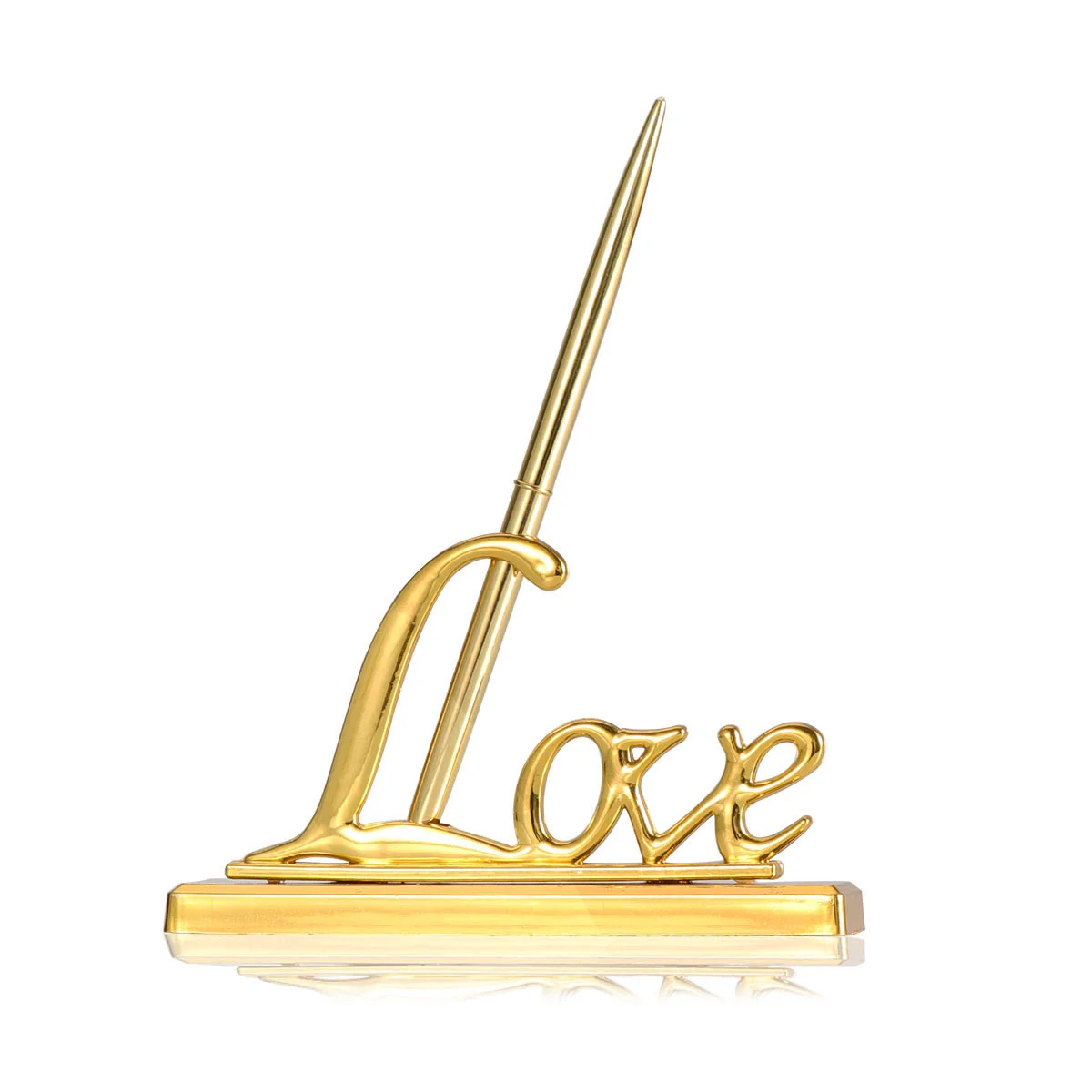 

Wedding Signing Pen with Plated Metal Love Holder Party Pen Set (Golden) Pen Holder Signing Pen Set Signing Pen Set for Wedding