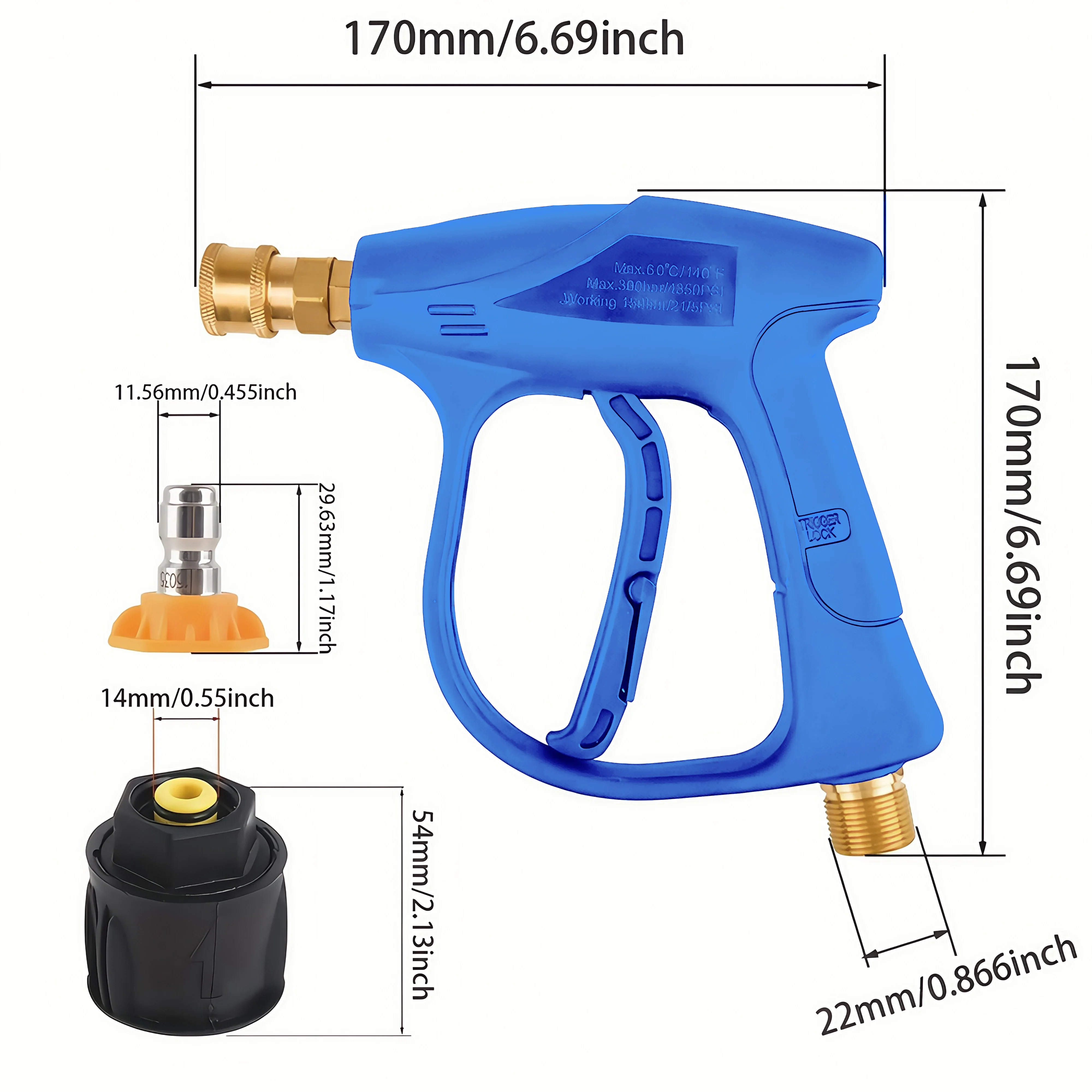 Pistola de água para lavadora de pressão, conector de mangueira limpa de carro para karcher nilfisk bocsh, bicos de conexão rápida para acessórios de lavagem de carro