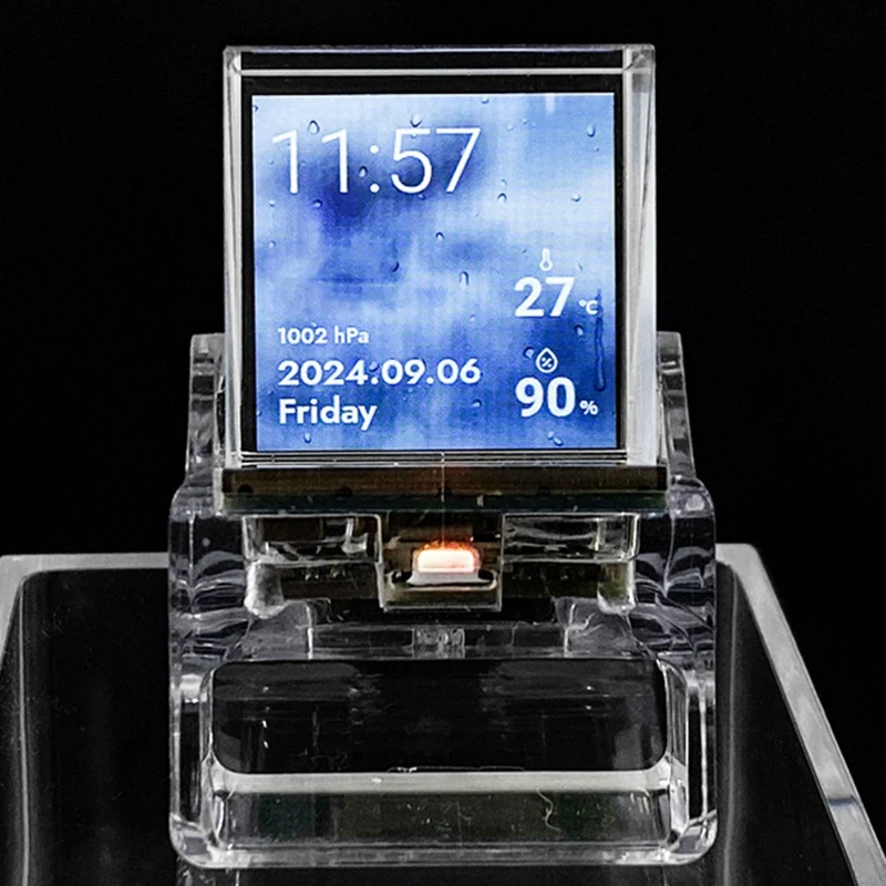 1.33-Inch Semi-Transparent Projection TV WIFI Temperature Humidity Weather ESP32-S3 Aida64 Sub-Screen Holographic Screen B