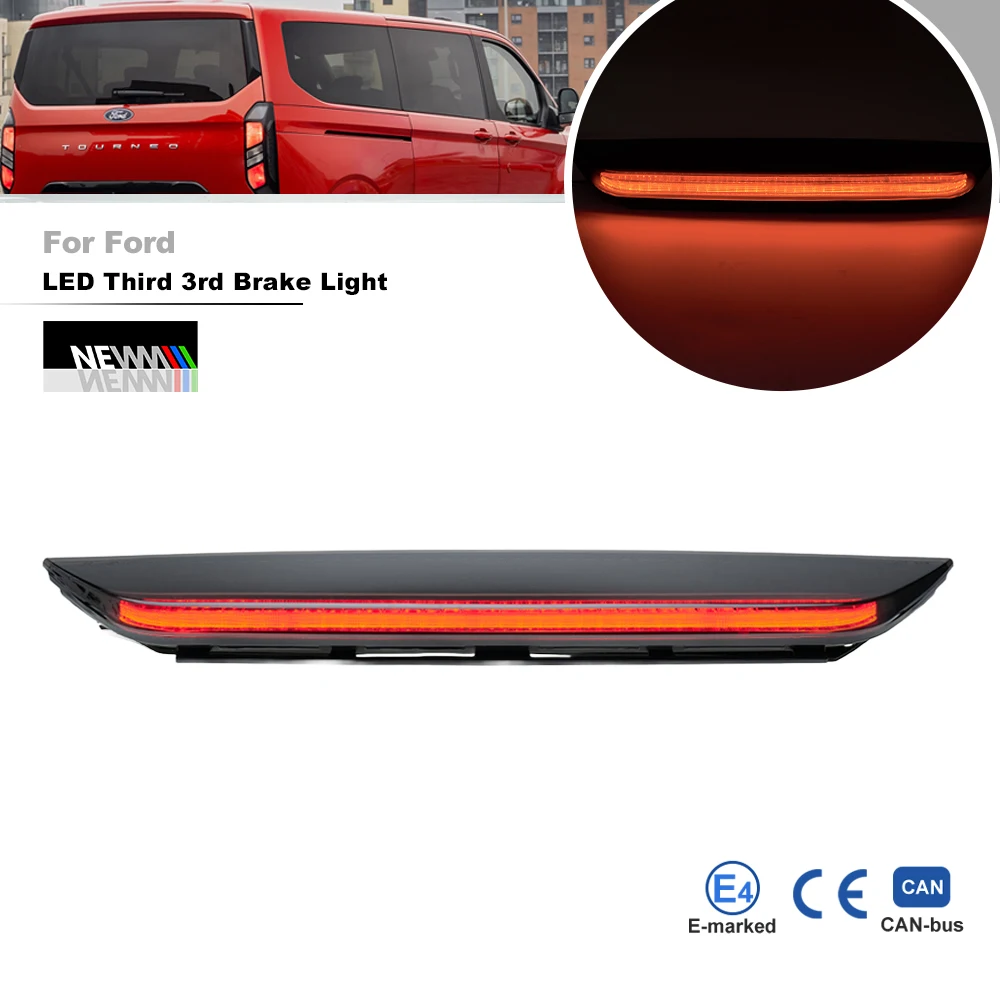 Smoked LED 3rd Third Brake Light For Ford Transit Custom/Tourneo Custom MK2 V710 2023+ VW Transporter T7 2025 2026+ Accessories
