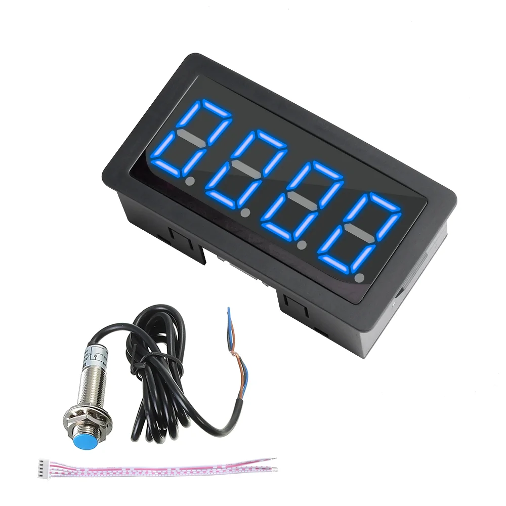 12V 0.56 inch 4 Digital LED Display Tachometer RPM Speed Meter High Precision Tachometer With Hall Proximity Switch Sensor NPN