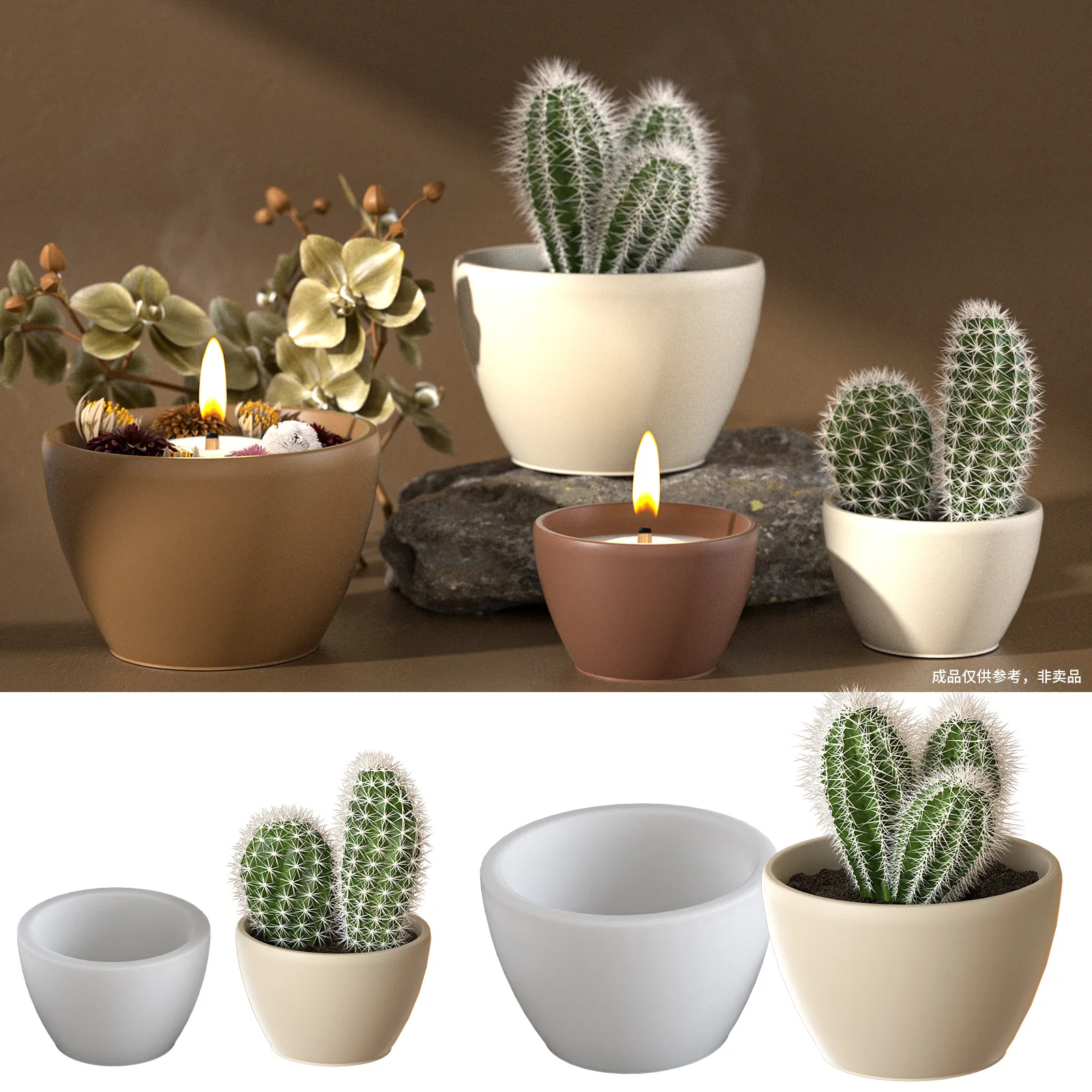 Plaster Cement Succulent Plant Flower Pot Silicone Mold For Desktop Decoration Epoxy Resin Candle Holder Storage Box Clay Mould