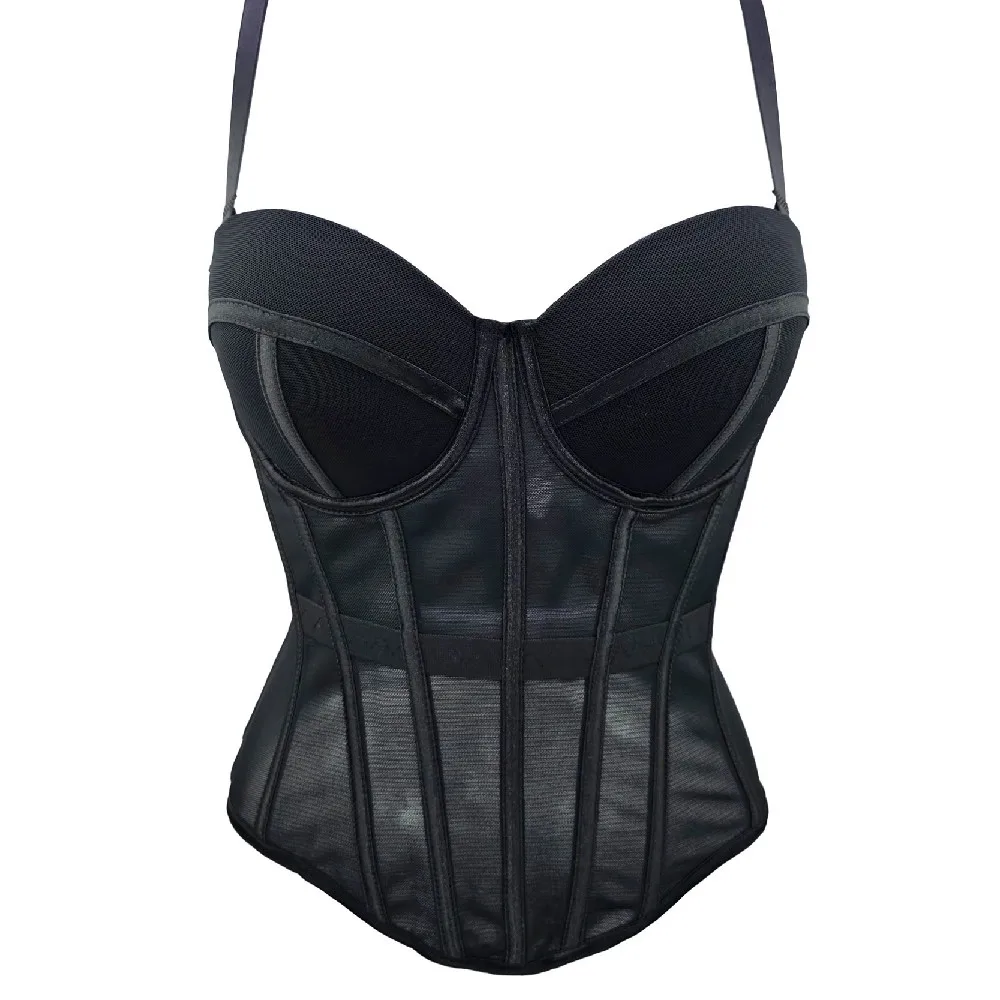 شبكة شفافة مثير الخصر سيدة مشد أنيقة تشكيل النساء بوستير الفتيات ضئيلة مساء ارتداء المحاصيل الأعلى سيدة قصيرة محدد شكل الجسم