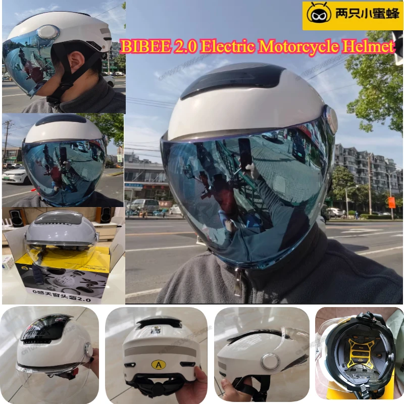 

BIBEE 2.0 Electric Motorcycle Helmet Summer Breathable Jet Scooter Half Helmets Men Women Dual Lenses Motorbike Open Face Helmet