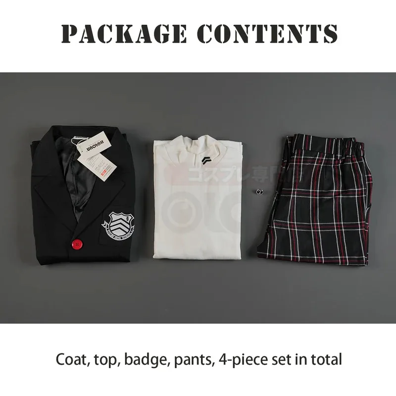 Sky06 HOLOUN P5 Game Ren Amamiya Cosplay Costume Wig Joker School Uniform Embroidery Suit Blazer Pants Brooch Daily Wear U66liU&