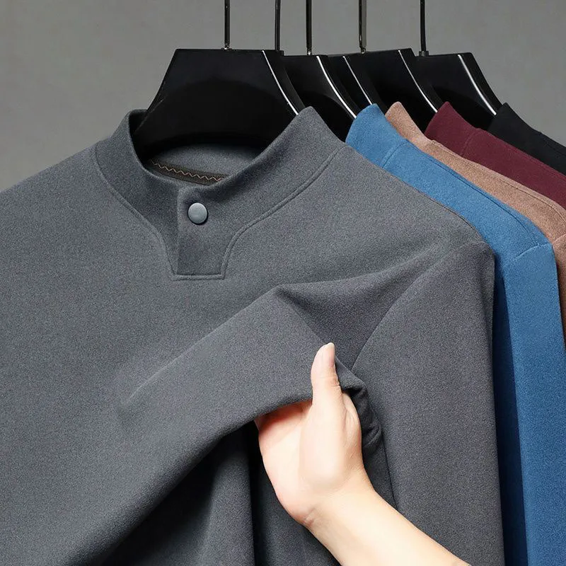 Double-Sided German Fleece Sweatshirt Men's Loose Long Sleeve Workwear Thermal Constant Temperature T-Shirt Autumn Winter Casual