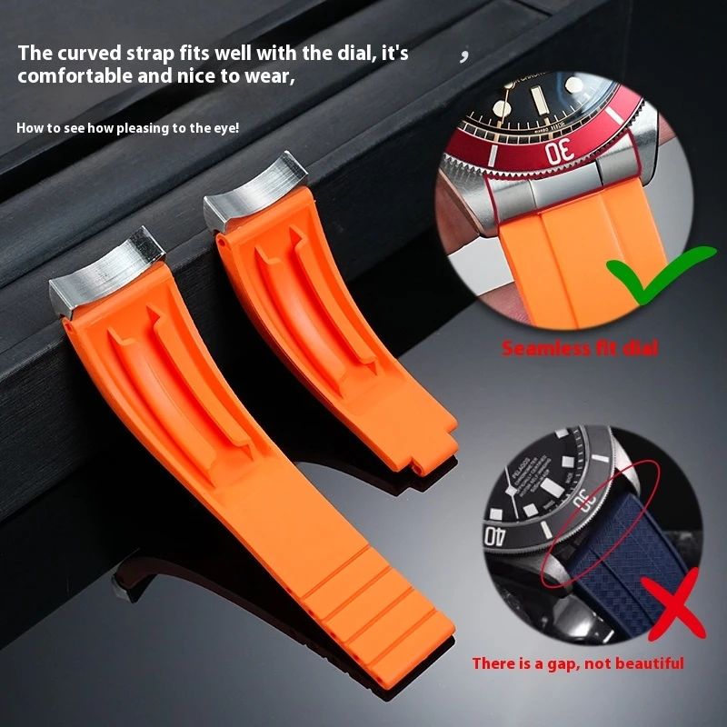 TUDOR Black Bay 1958 M79030 M79230/79220 M7939G1 고무 시계 밴드 접이식 버클 스타일 시계 스트랩 방수 스포츠 벨트