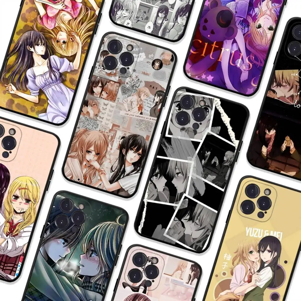 Anime C-Citrus Phone Case For Iphone 16 15 17 13 14 12 11 Pro Max Plus Black Shell Cover Case