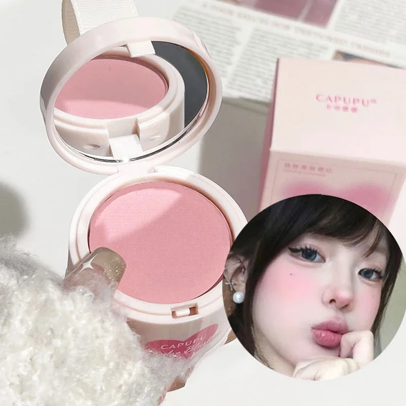 3-in-1 Natural Cheek Tint Blush Palette Bean Paste Pink Waterproof Face Blusher With Puff Contour Soft Cheek Rouge Girl Make Up