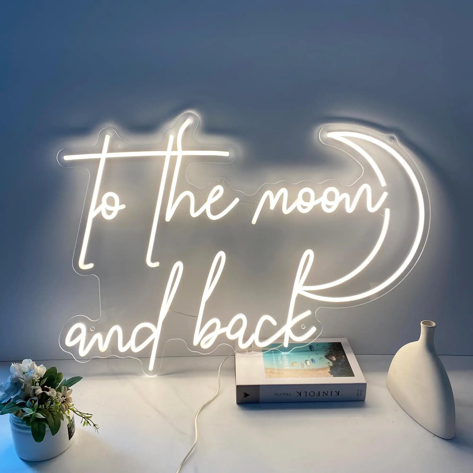 

To The Moon and Back Neon Sign Wall Art Decor Neon Wedding Engagement Gifts Bar Beer Club Wall Art Sign Bedroom Night Neon