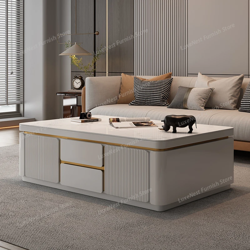 

Декоративный роскошный журнальный столик в современном стиле, элегантные деревянные кофейные столики, премиум-класса, с мраморной столешницей, мебель для гостиной