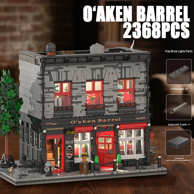 

2368PCS O‘Aken Barrel Pub Building Blocks Sets City Street View Assemble Model Bricks Toys Tavern Ornaments Gifts For Holiday