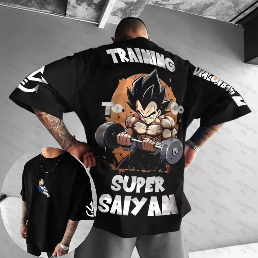 Camiseta de Dragon Ball para hombre, Vegeta, Anime japonés, verano, niño, primavera y otoño, ropa de manga corta para padres e hijos