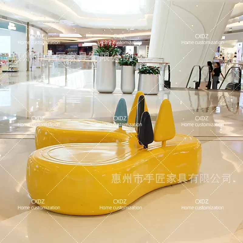 FRP Seats Grove Public Leisure Chairs for Shopping Malls Office Buildings Paint Resin Furniture