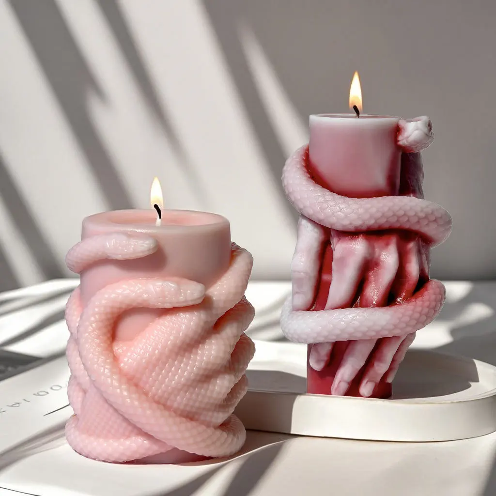 A Pair of Silicone Molds for Crafting Snake-Shaped Resin Items, Ideal for Creating Desktop Decorations, Scented Candle Additions, Perfect for Projects for Beginners, Gifts for The Back-To-School Season, Halloween Keepsakes, And Halloween Presents