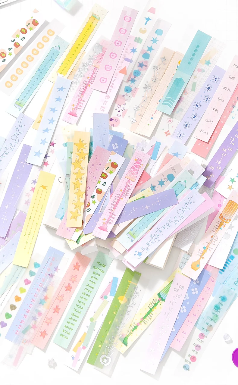 Journal GO 120 Stück Lange Streifen-Zeitleisten Haftnotizen Datumsplaner Terminplaner Dekoratives Material Papier für Journaling und Scrapbooking – Detail 4