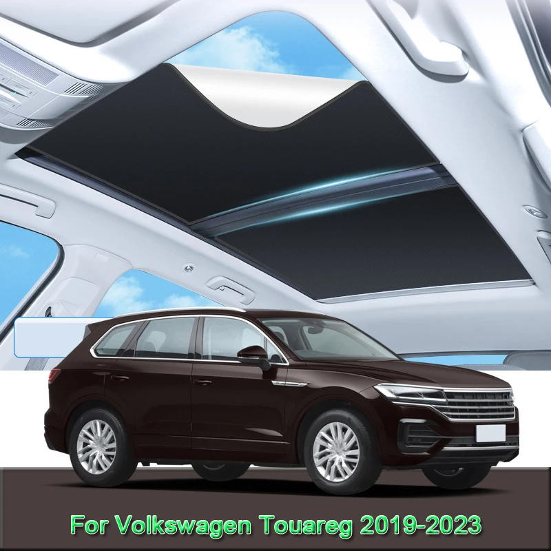 For Volkswagen Touareg 2019-2023 2024 Car Electrostatic Adsorption Sunroof Sunshade Heat Insulation Skylight Sticker Accessory