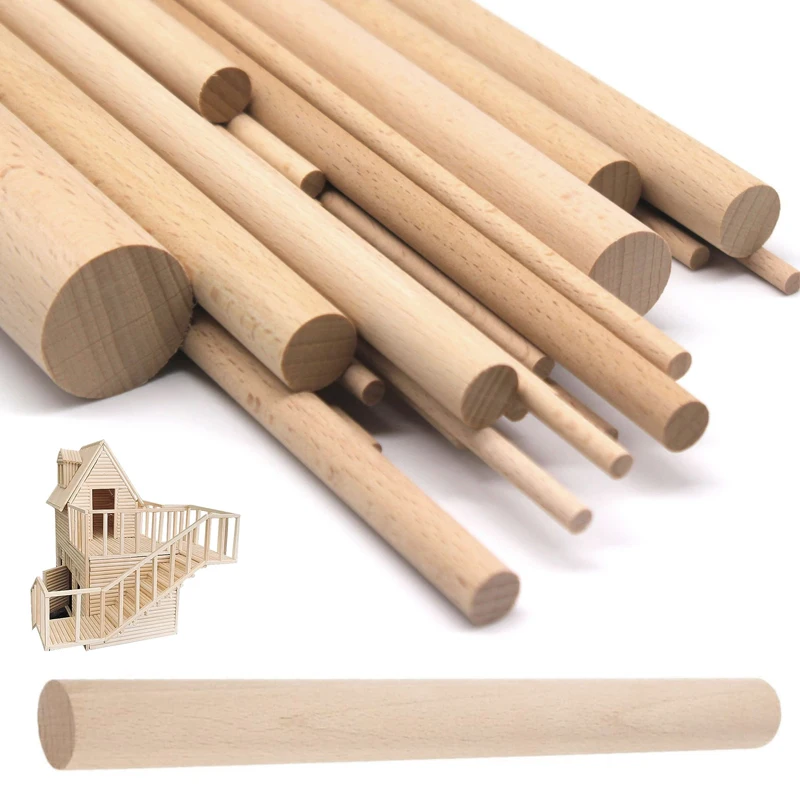 Round Wooden Stick for CraftsIce Lollies and Model Making Cake Dowel DIY Durables Dowel Building Model Woodworking Tool