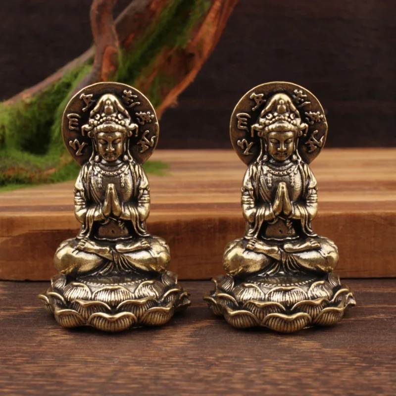 1/2Pcs China Guanyin Ornament Guanyin Brass Mini Buddha Ornament Extinction Small Ornament