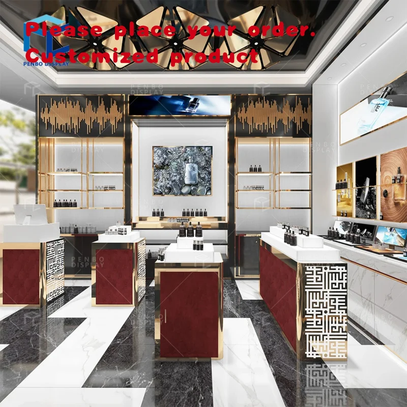 custom.Luxury Perfume Shop Decor Beauty Cosmetic Shop Decoration Custom Perfume Display Counter Furniture Shopping Mall