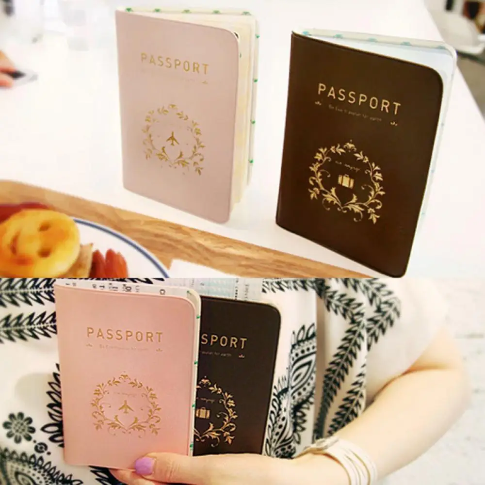 Brown PU Passport Holder PVC Ticket Passport Covers Travel Passport Protective Cover ID Credit Card Holder Travel Accessories