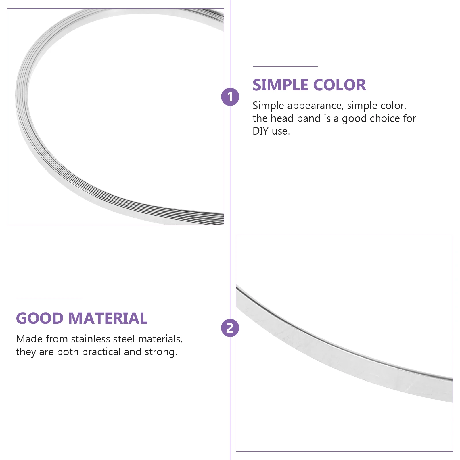 50pcs Stainless Hair Hoops Plain Blank Diy Headband Accessories Women Craft Stainless Steel Headbands Supplies Daily Headdress