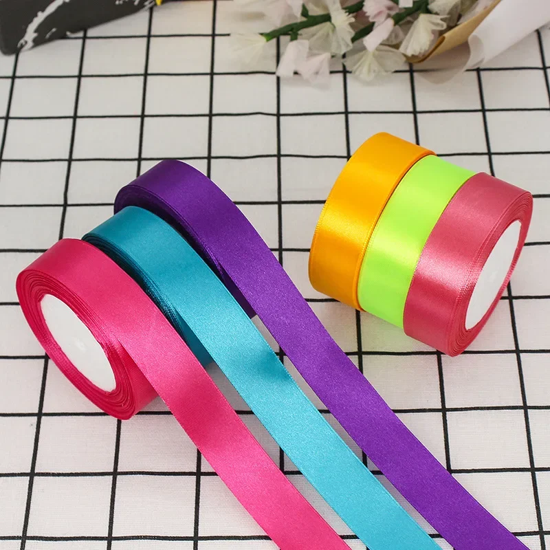 1''25mm 25Yards/roll Satin Ribbons Bow Craft Decor Wedding Wrap Christmas Party Decoration DIY Craft Handmade Sewing Accessories