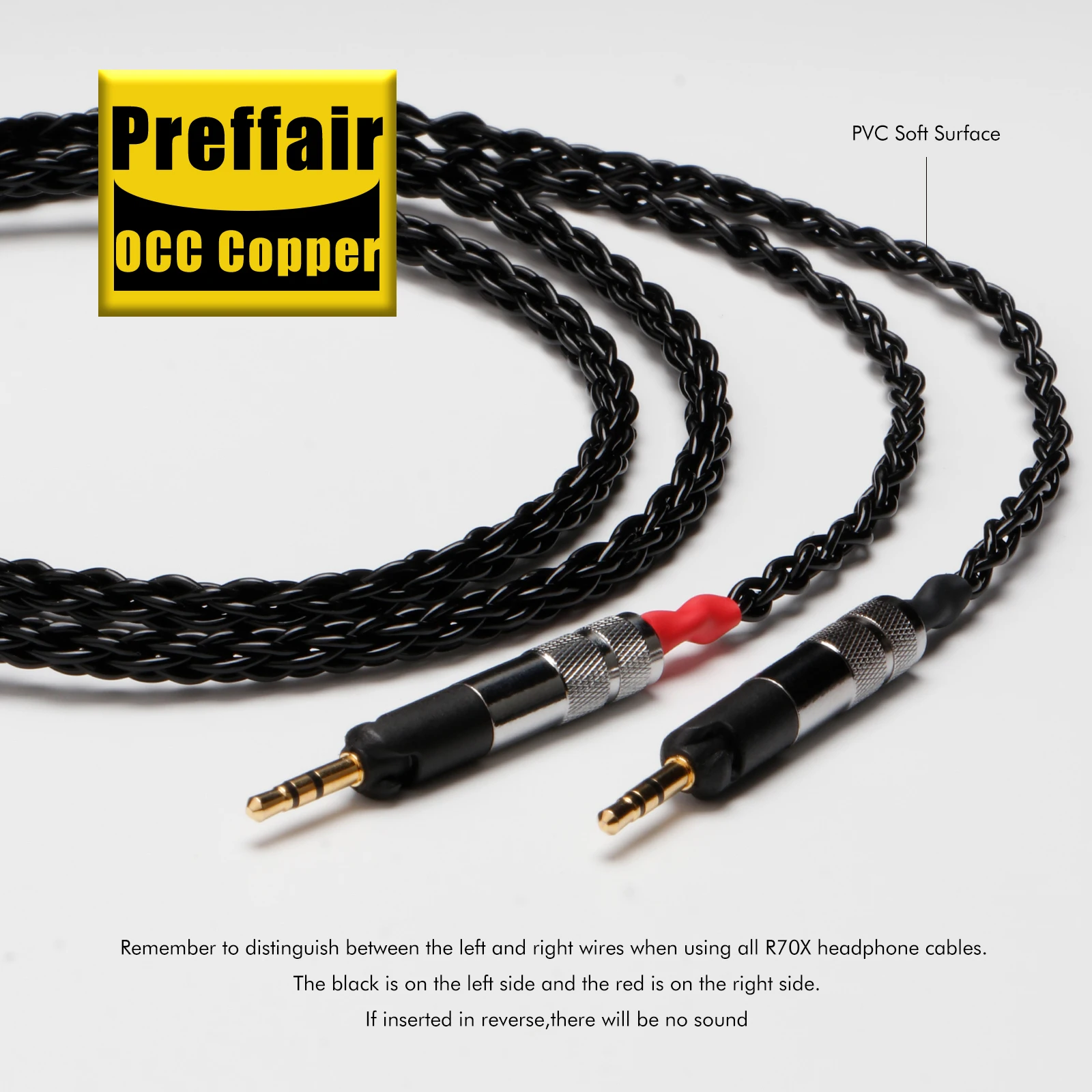 Preffair E51602 Kopfhörerkabel Hifi Audio 4,4/2,5/3,5/6,35 mm 8-adriges versilbertes Adapterkabel für ATH-R70X, R70XA – Detail 3